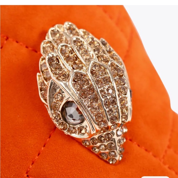 Kurt Geiger Kensington Wedge Orange Platform Mules with Quilted Upper - Picture 7 of 9